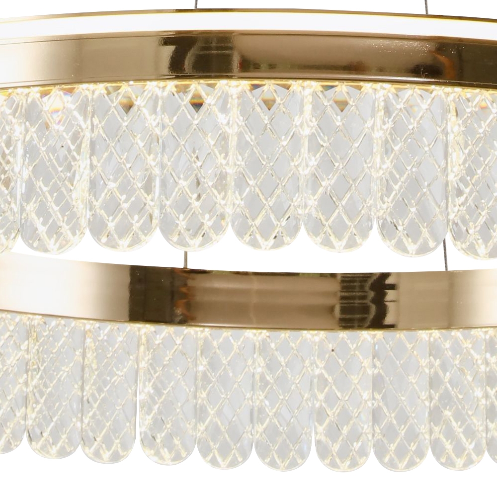 Pendente +Luz Lux Alumínio e Cristal Bronze 50 watts 3000K Ø580x105mm PE-188/50.60BRO