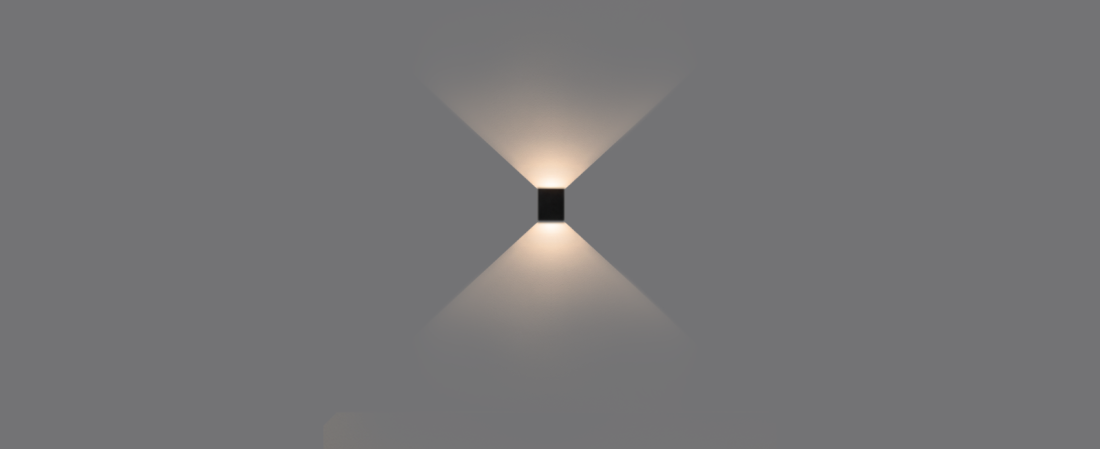 Arandela Stella Wall Plus Preto 2 Fachos Abertos Policarbonato 10 watts 3000K 90°|90° IP65 STL22734PTO/30