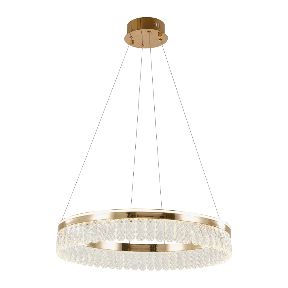 Pendente +Luz Lux Alumínio e Cristal Bronze 50 watts 3000K Ø580x105mm PE-188/50.60BRO