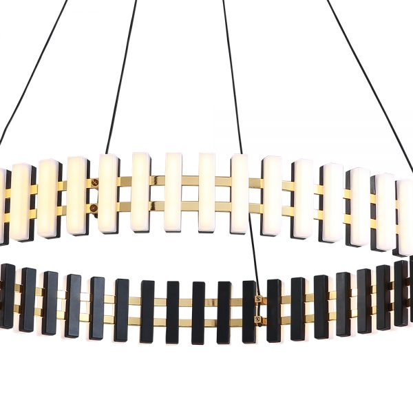 Pendente +Luz Diskio Metal e Acrilico Preto 50 watts 3000K Ø800mm PE-143/50.80PT