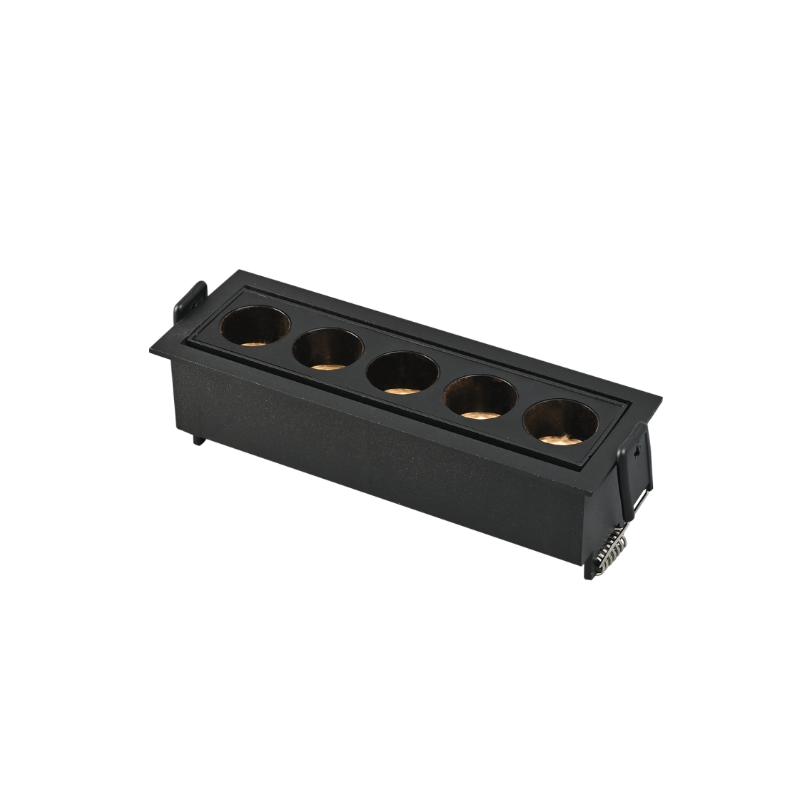 Embutido Nordecor Downlight Powerus Direcionavel 5 Focos 10 watts Preto 3000K IRC90 38° Bivolt 150x46x52mm 6636