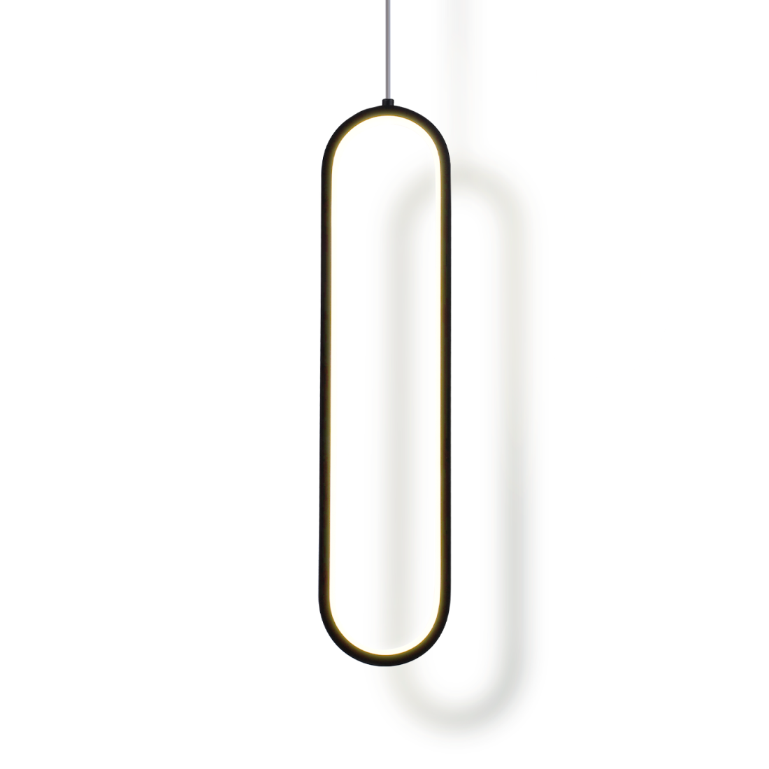 Pendente +Luz Beauty Alumínio e Acrílico Preto Fosco 18 watts 3000K 400x90mm PE-195/18.40PF