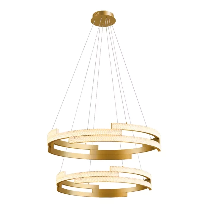 Pendente +Luz Hoop Alumínio e Acrilico Dourado Fosco 180 watts 3000K Ø620/820mm PE-141/180.82DF