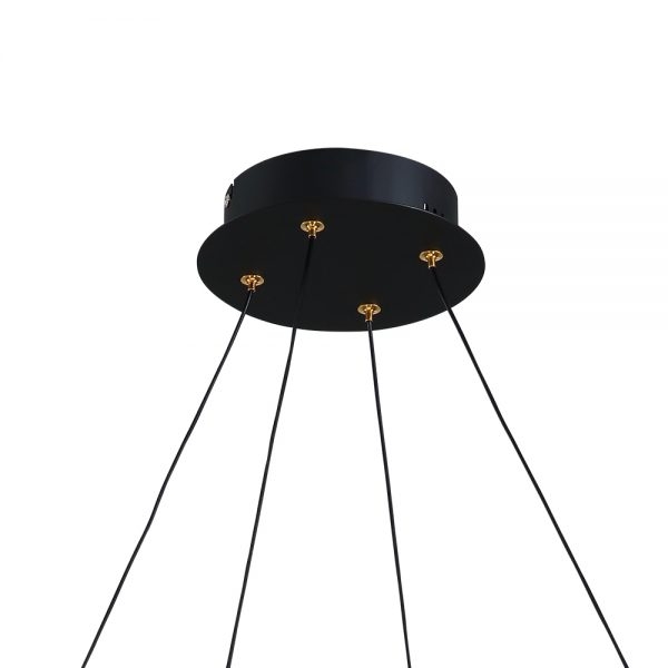 Pendente +Luz Diskio Metal e Acrilico Preto 50 watts 3000K Ø800mm PE-143/50.80PT