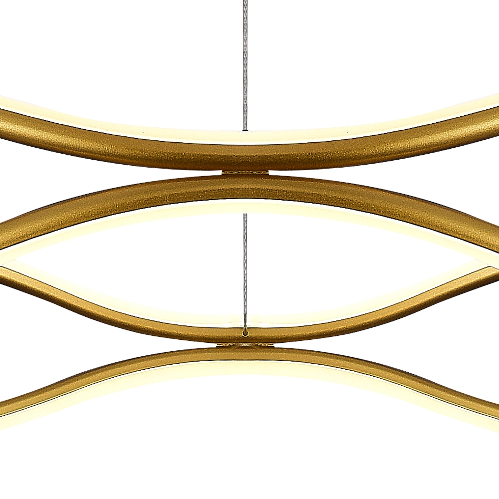 Pendente +Luz Corso Alumínio e Silicone Dourado Fosco 70 watts 3000K Ø800mm PE-175/70.80DF