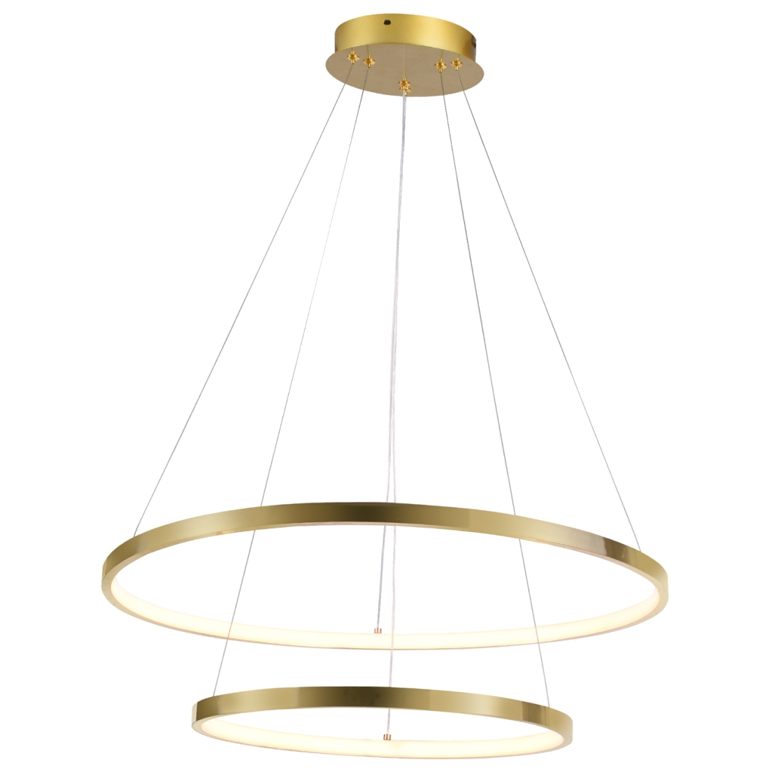 Pendente +Luz Squillo Alumínio e Acrílico Dourado Fosco 30 watts 3000K Ø600/400mm PE-192/30.60DF