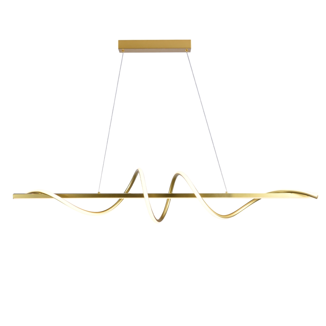 Pendente +Luz Belle Alumínio e Acrílico Dourado Fosco 68 watts 3000K 1200x200mm PE-190/68.120DF