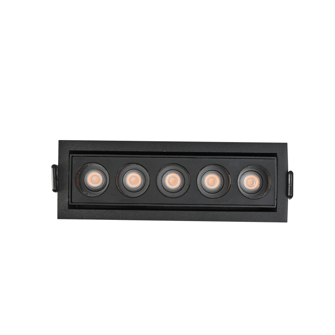 Embutido Nordecor Downlight Powerus Direcionavel 5 Focos 10 watts Preto 3000K IRC90 38° Bivolt 150x46x52mm 6636