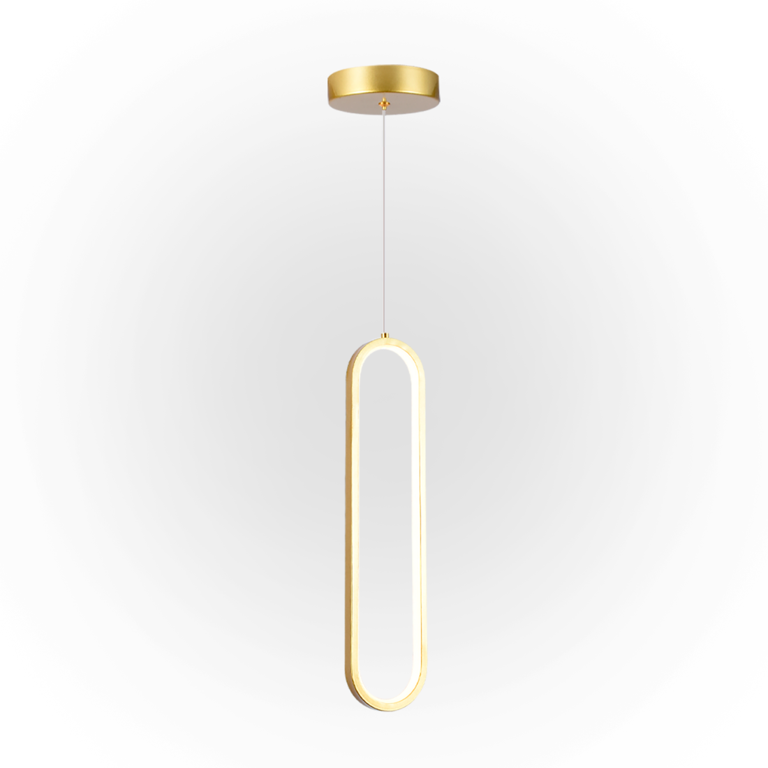 Pendente +Luz Beauty Alumínio e Acrílico Dourado Fosco 18 watts 3000K 400x90mm PE-195/18.40DF