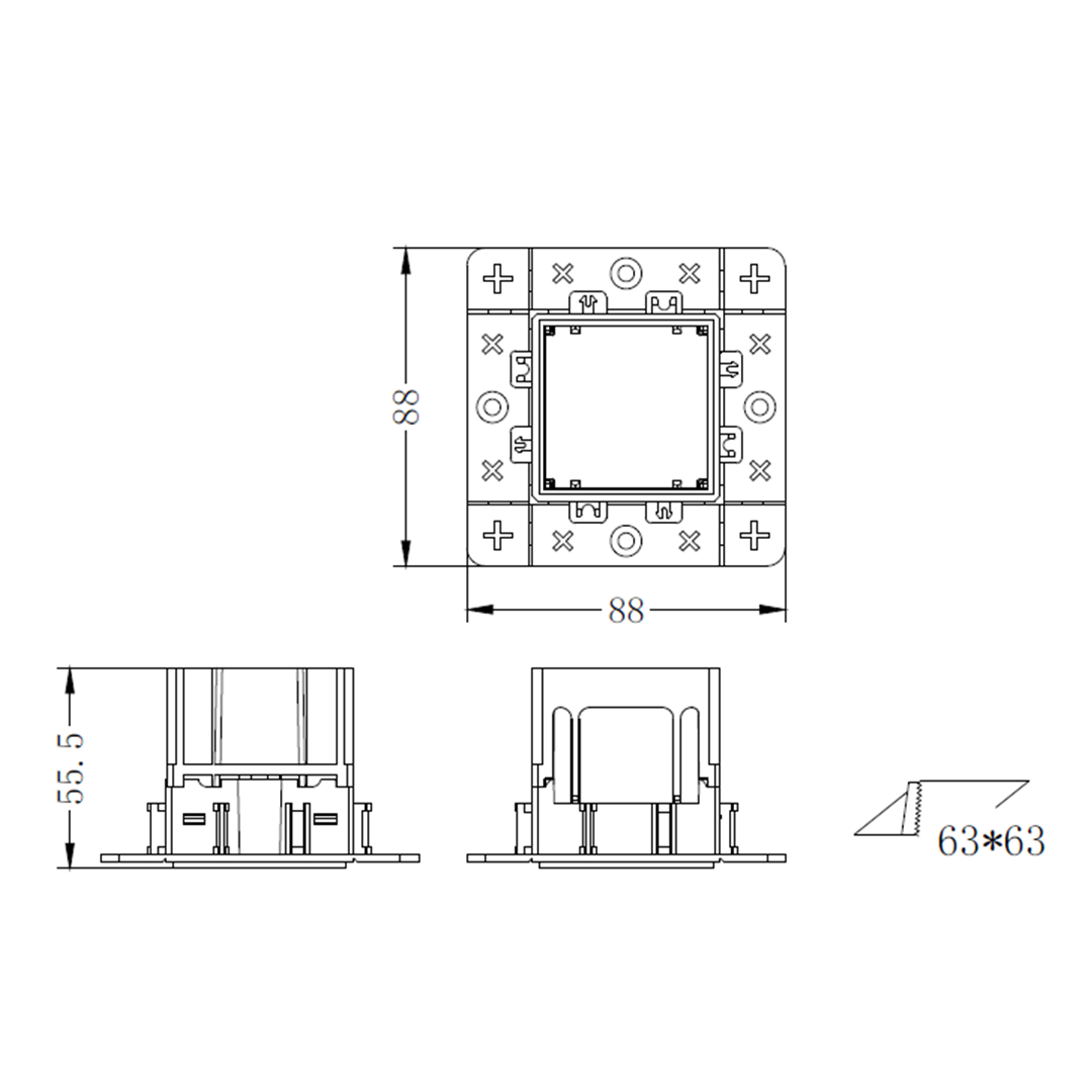 Moldura Embutir para Tap No-Frame Individual Nordecor Branco 88x88x55mm 6680