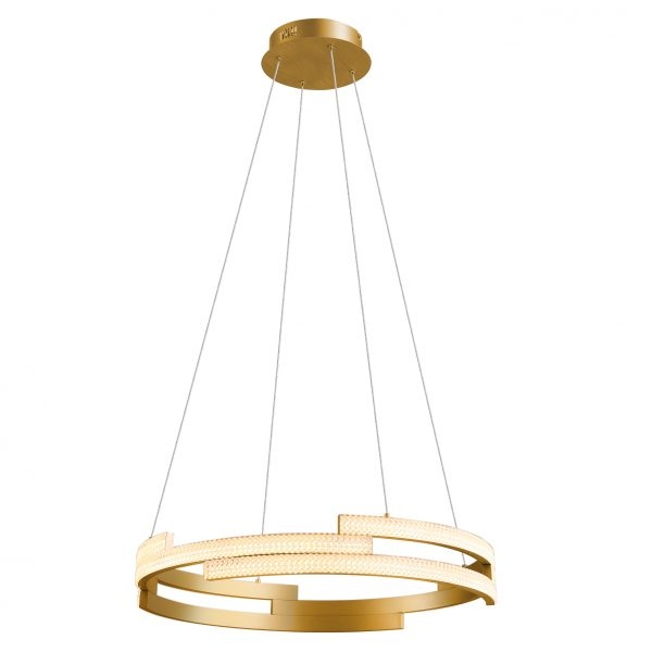 Pendente +Luz Hoop Alumínio e Acrilico Dourado Fosco 78 watts 3000K Ø620mm PE-140/78.62DF