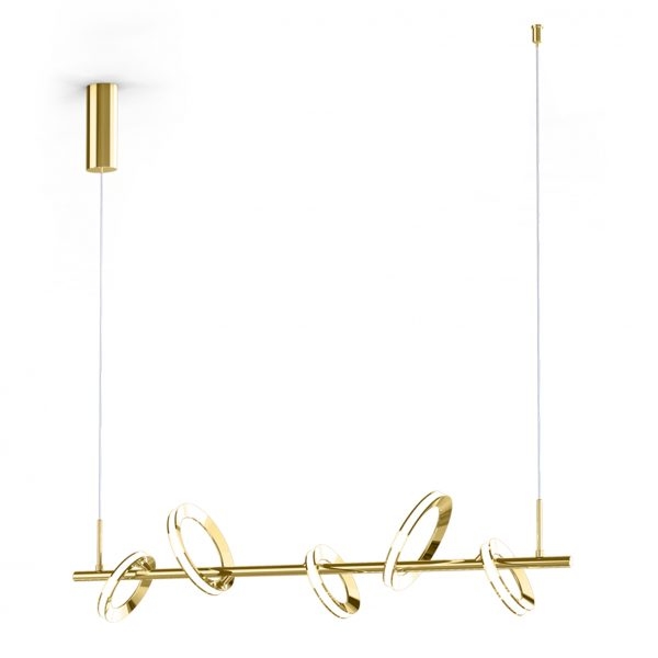 Pendente +Luz Squillare Alumínio Dourado 30 watts 3000K 900x170mm  PE-139/30.90DO