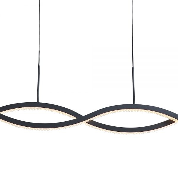 Pendente +Luz Vinka Alumínio e Acrílico Preto 36 watts 3000K 1200mm PE-142/36.120PT
