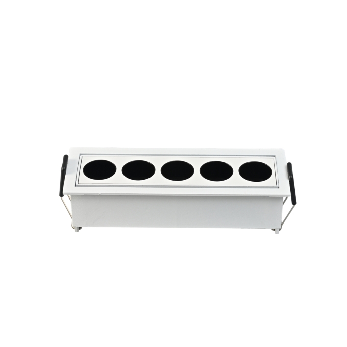 Embutido Nordecor Downlight Powerus Direcionavel 5 Focos 10 watts Branco e Preto 3000K IRC90 38° Bivolt 150x46x52mm 6635