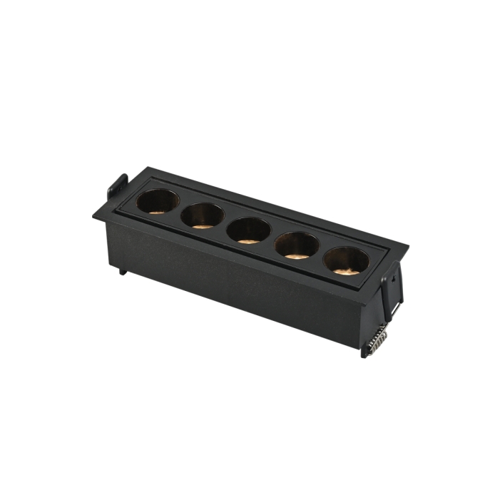 Embutido Nordecor Downlight Powerus Direcionavel 5 Focos 10 watts Preto 3000K IRC90 38° Bivolt 150x46x52mm 6636