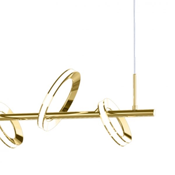 Pendente +Luz Squillare Alumínio Dourado 30 watts 3000K 900x170mm  PE-139/30.90DO
