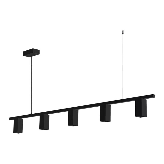 Pendente Montare Atria Tubo Quadrado 5L Dicroica MR16 1400x100x200mm 308140