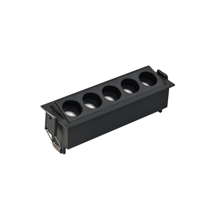 Embutido Nordecor Downlight Powerus Direcionavel 5 Focos 10 watts Preto 3000K IRC90 38° Bivolt 150x46x52mm 6636
