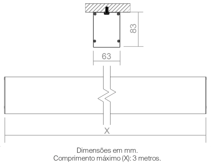 Perfil Powerlume Sobrepor Alumínio 63x83mm Barra de 2 metros SBP60