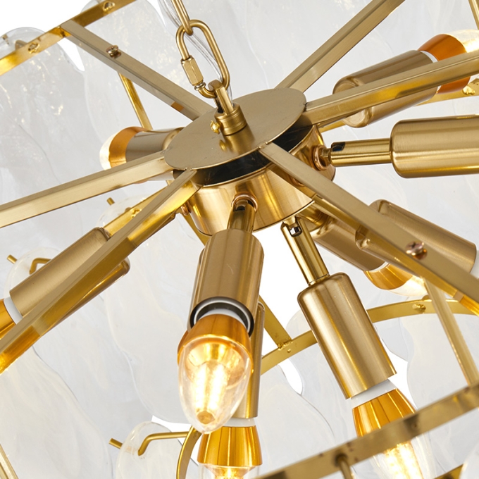 Pendente Nordecor Velle 8L E14 Dourado Fosco Ø800mm 2951