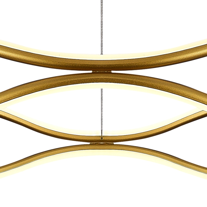 Pendente +Luz Corso Alumínio e Silicone Dourado Fosco 70 watts 3000K Ø800mm PE-175/70.80DF