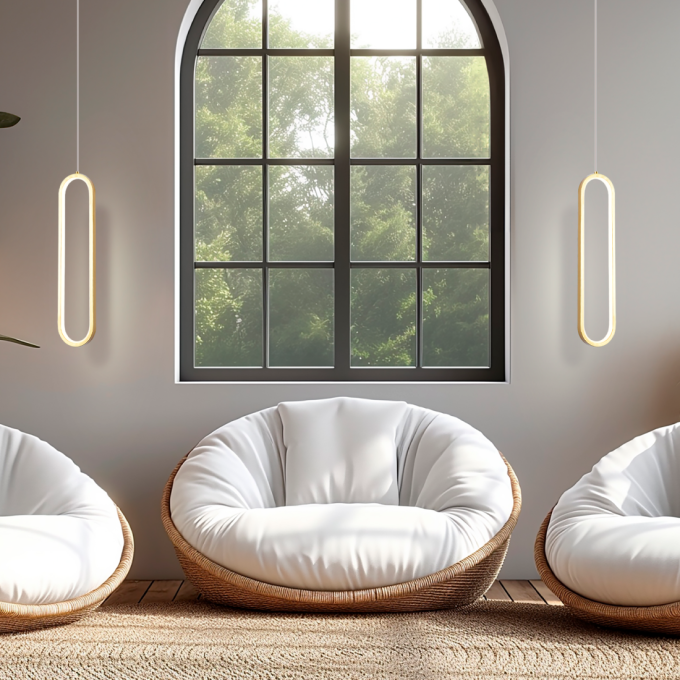 Pendente +Luz Beauty Alumínio e Acrílico Dourado Fosco 18 watts 3000K 400x90mm PE-195/18.40DF