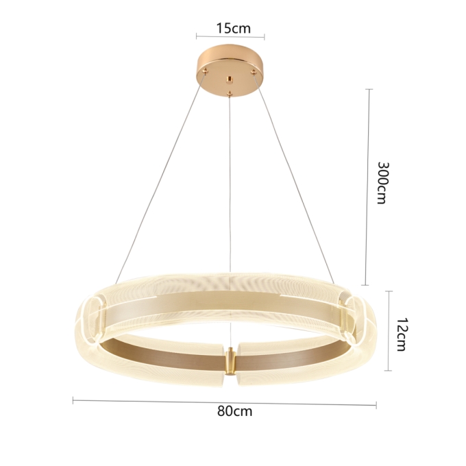 Pendente Nordecor Dalen 80 watts 2700K Ouro Brilho Ø800mm 2960