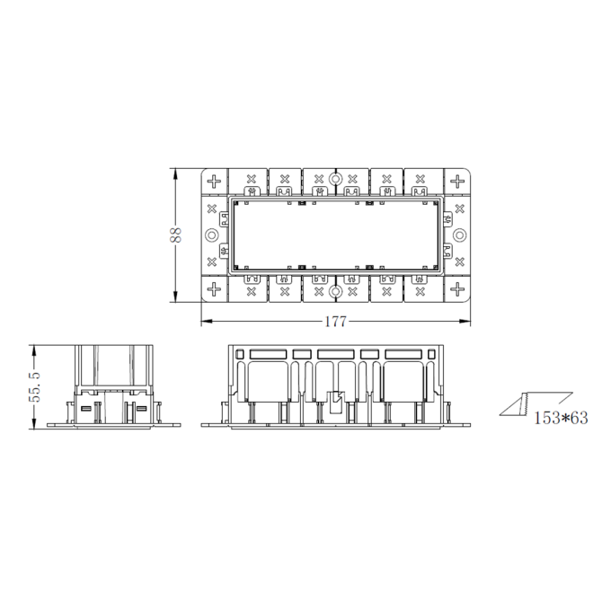 Moldura Embutir para Tap No-Frame Triplo Nordecor Branco 177x88x55mm 6682