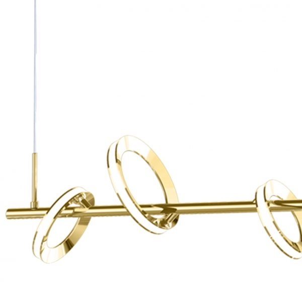 Pendente +Luz Squillare Alumínio Dourado 30 watts 3000K 900x170mm  PE-139/30.90DO