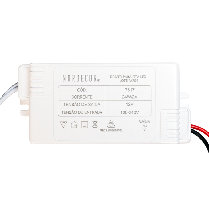 Fonte 12V Mini Slim Nordecor 2A 24 watts IP20 7317