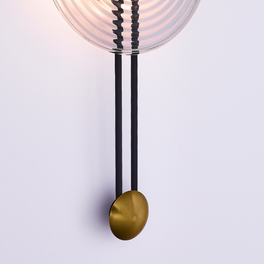 Arandela +Luz Scudo Metal e Vidro 6 watts Preto e Bronze Ø300x560mm AR-176/6.30PBRO