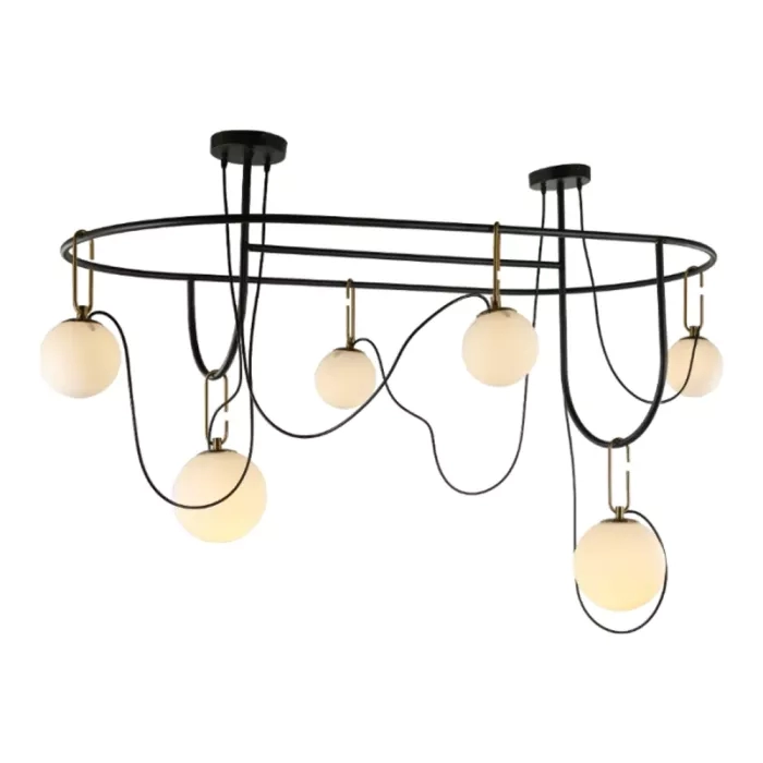 Plafon +Luz Berlock Metal e Vidro 4L G9/2L E27 Bronze e Preto 930x1690x975mm PL-113/6.170BROPT