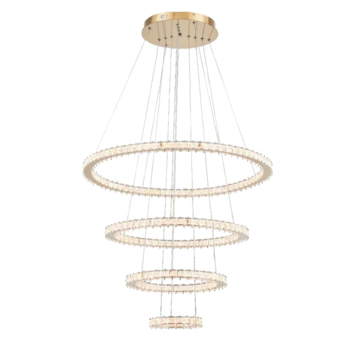 Pendente Astraled Led Slaney Dourado 128 watts 3000K Ø200x400x600x800mm PL-9748
