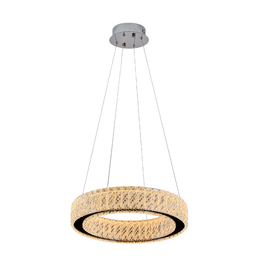 Pendente +Luz Allianz Cristal e Metal Cromado 27 watts 3000K Ø600x76mm PE-200/27.65CR