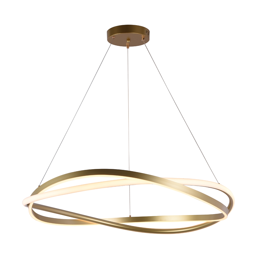 Pendente Nordecor Euni Odi 77 watts 3000K Dourado Fosco Ø800mm 2876