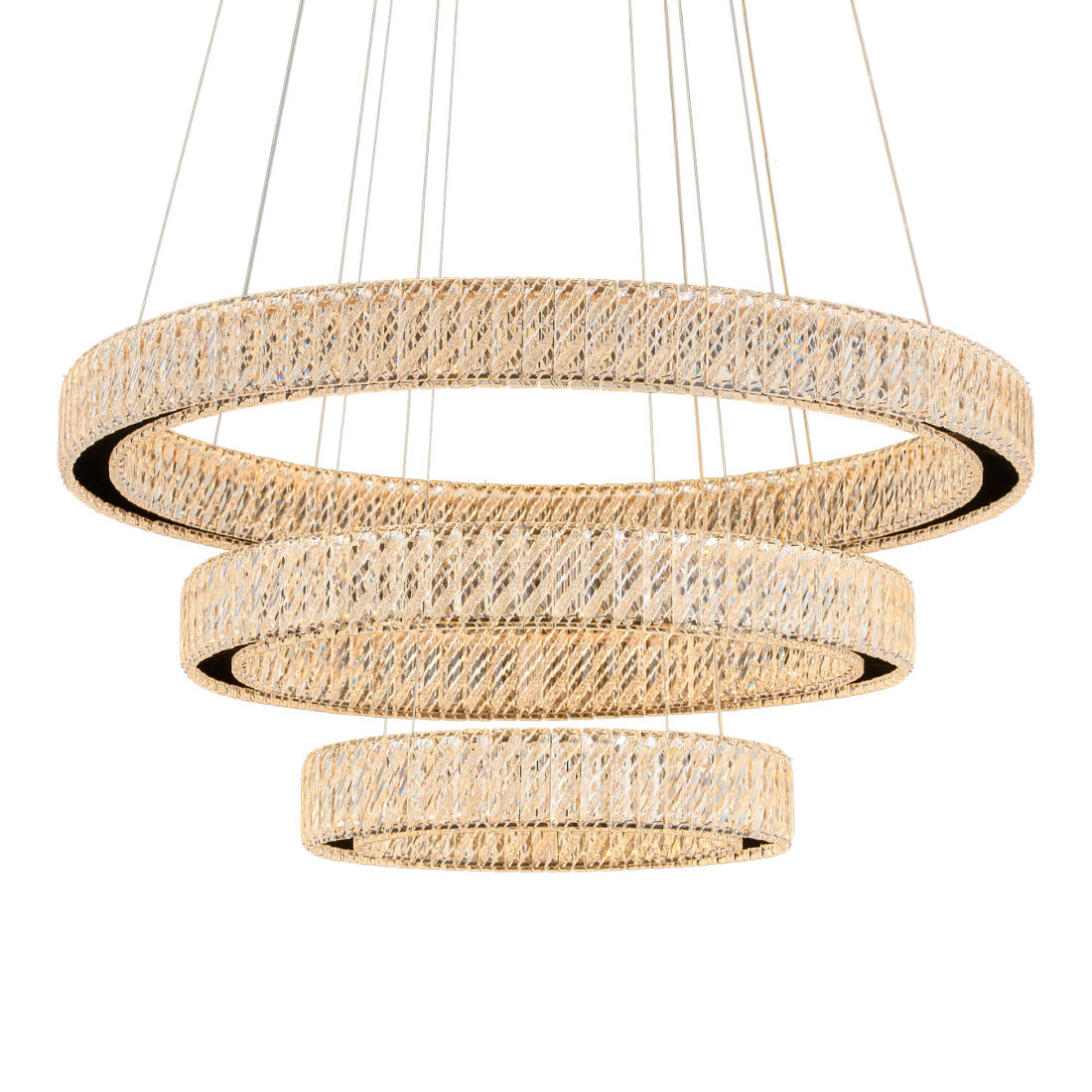 Pendente +Luz Allianz Cristal e Metal Cromado 110 watts 3000K Ø400/600/800mm PE-201/80.80CR