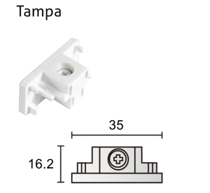 Tampa Acabamento para Trilho Powerlume 1 Circuito (TRI3) 35,2x31,3mm TAMPA