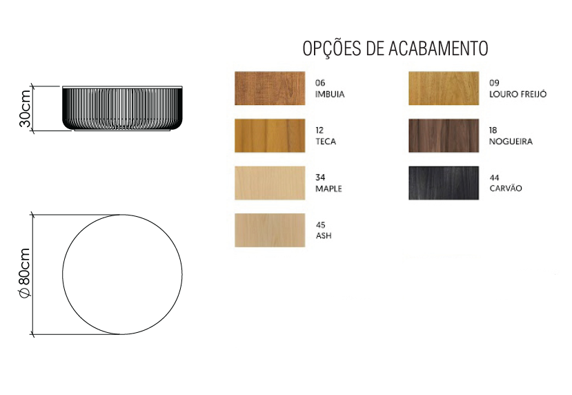 Mesa de Centro Accord Ripada Ø800x300mm F1041