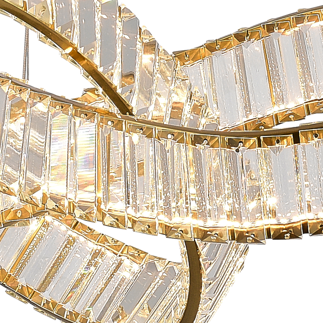 Pendente +Luz Node Cristal e Metal Dourado 30 watts 3000K 600x290mm PE-199/30.60DO