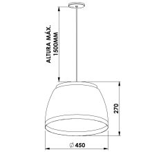 Pendente Newline Zoé 1L E27 Ø450x270mm PD02014