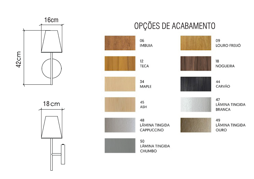 Arandela Accord Cônica 1L E27 420x160x180mm 4209