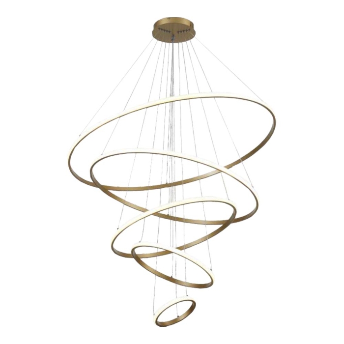 Pendente Astraled Led Tabit Dourado 188 watts 3000K Ø200x400x600x800x1000mm PL-9847
