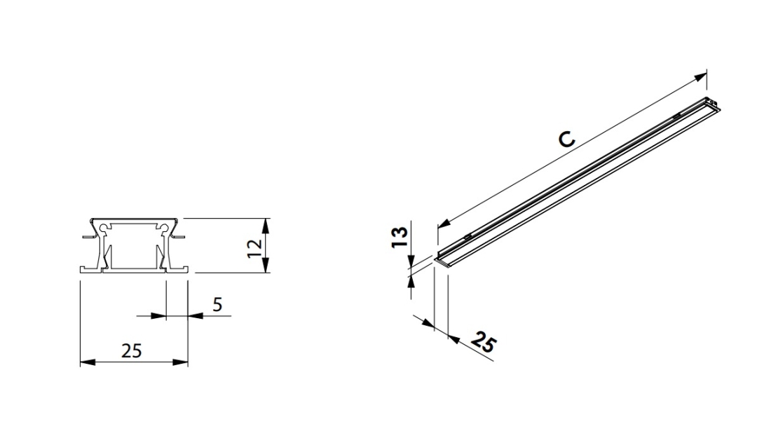 Perfil Linear Newline Embutir Fit15 Mobil 3000x25x13mm 
SCPE14300
