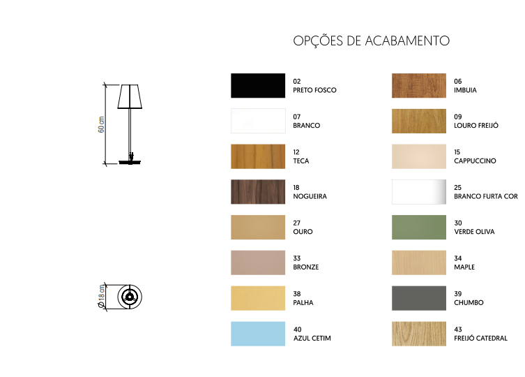 Abajur Accord Cônico 1L E27 Ø180x600mm 7078