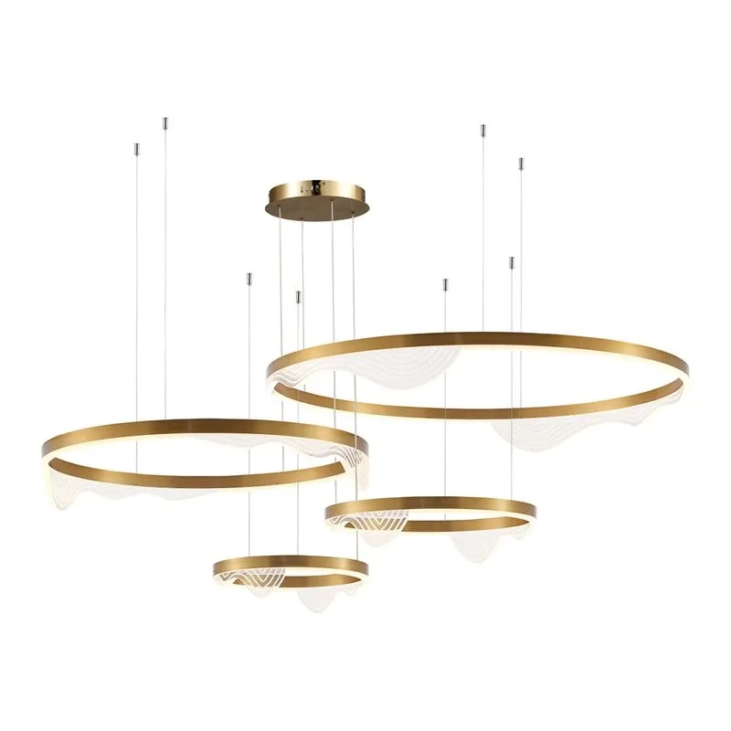 Pendente Astraled Led Lomy Dourado 134 watts 3000K 300x400x600x800mm PL-9854
