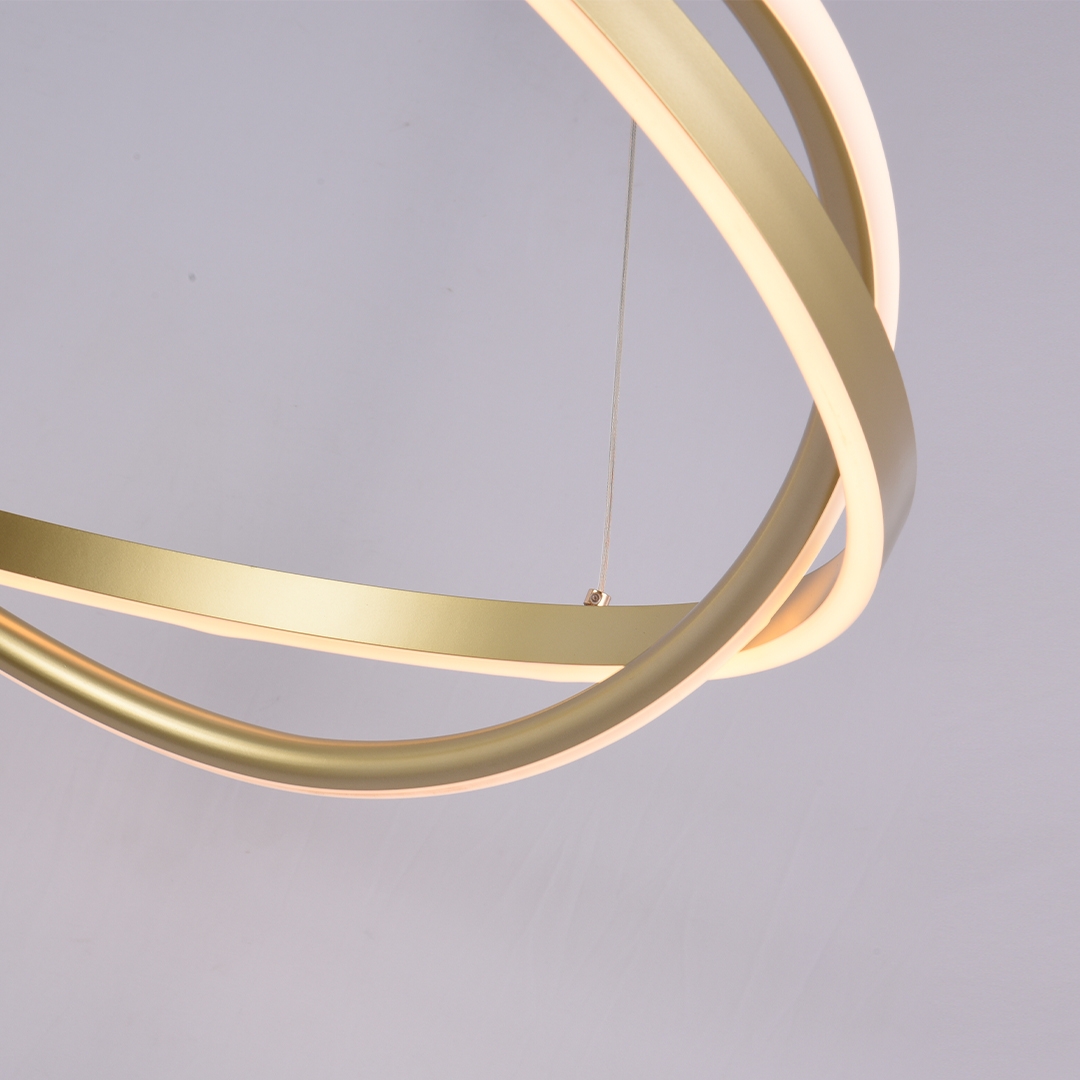 Pendente Nordecor Euni Odi 77 watts 3000K Dourado Fosco Ø800mm 2876