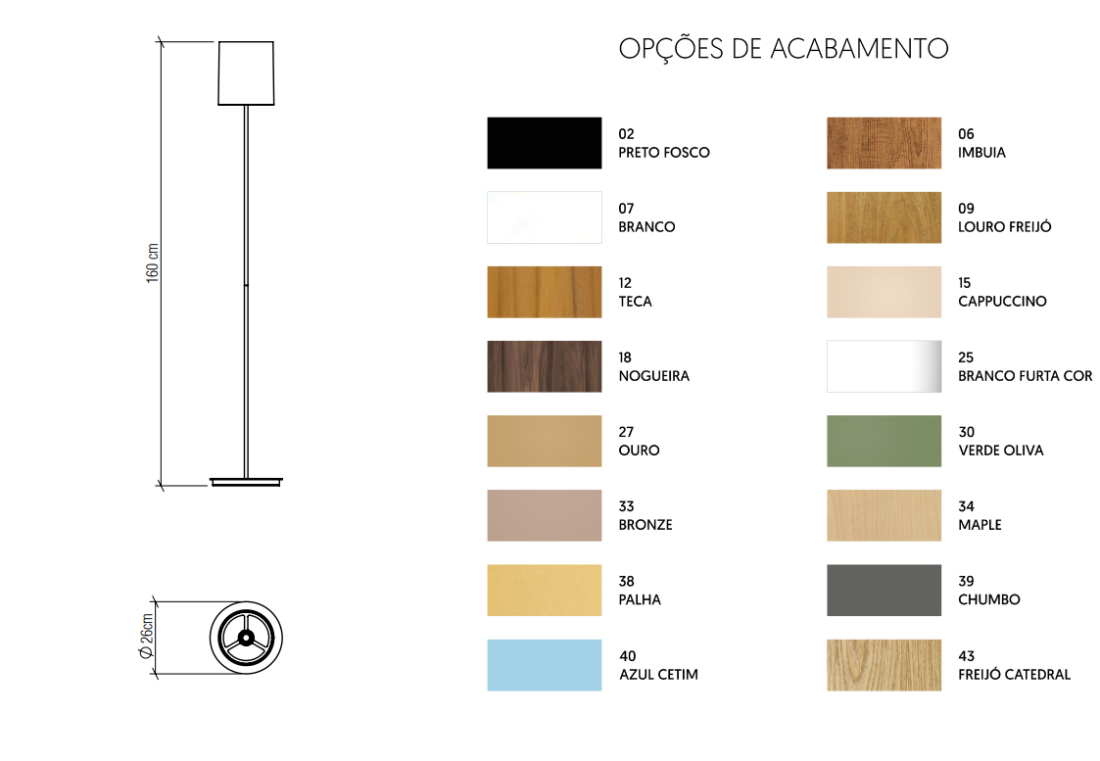 Coluna Accord Cilíndrico 1L E27 Ø260x1600mm 3054