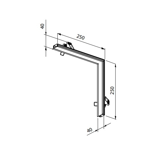 Perfil Embutido Newline Fit25 Slim Curva Teto/Parede 250x40x250mm SCPE23001