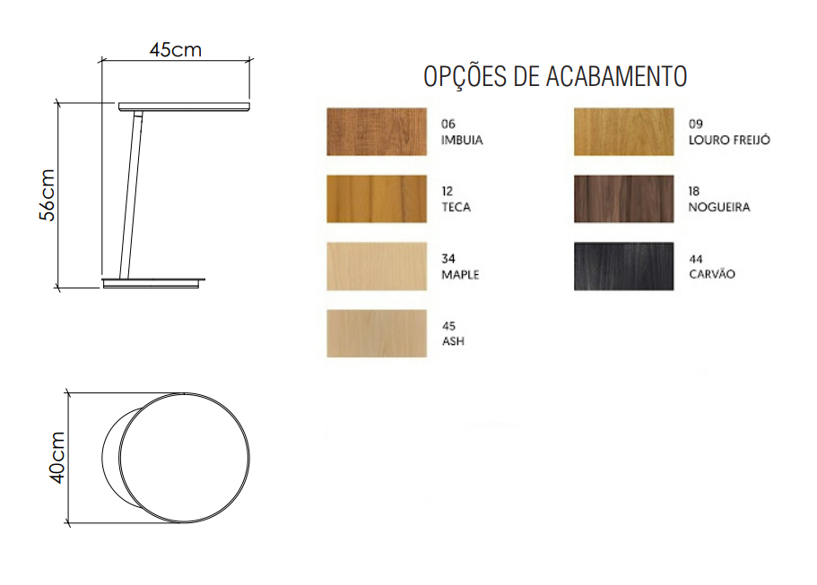 Mesa de Apoio Accord Balance Ø400x570mm F1049
