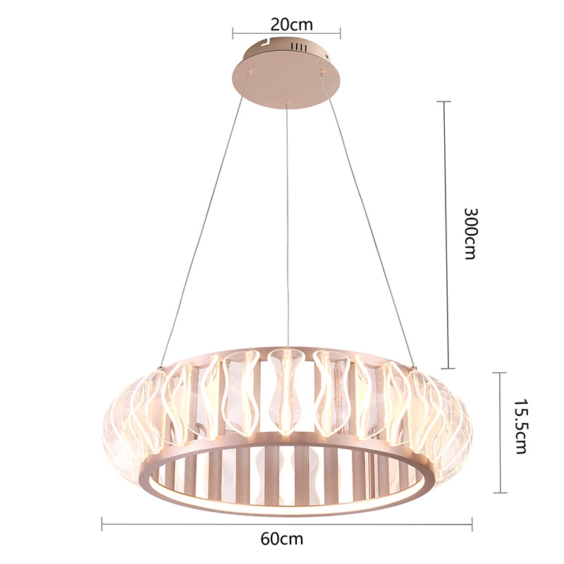 Pendente Nordecor Wavy 52 watts 2700K Ouro Champagne Ø600x155mm 2944